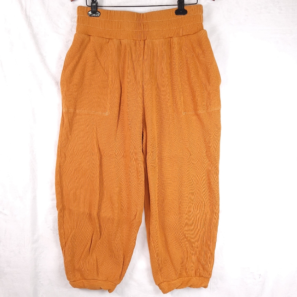 Free People Beach Wide Barrel Leg Cuffed Jogger Pants Coverup M Orange